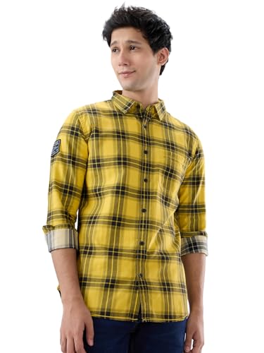 Image of Spykar Men's Regular Fit N /A Full Sleeve Checked Casual Shirts
