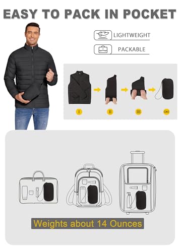 COOFANDY Mens Puffer Jacket Packable Lightweight Jackets Winter Coat Windproof Zipper Down Jacket3