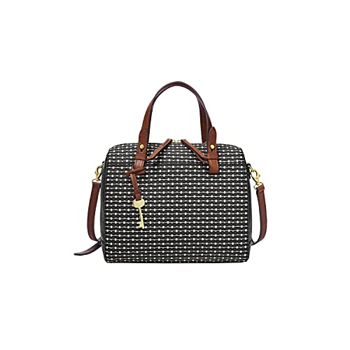 image for Fossil Women's Rachel Faux Leather Satchel Purse Handbag, Black Key St