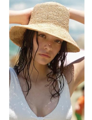 Sombrero de paja estilo bucket para mujer miniatura 3