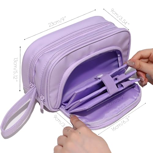 Image of Pencil Pouch Big Pen Holder Bag Pencils Case Box for Kids Girls Students Back to School Adult Office Stationery Extra Large Capacity Marker Child Crayon Pens Organizer Bags Travel Makeup Bag Pink