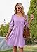 Soucrat Women Summer Dresses 2025 Casual Dress Spring Trendy 3/4 Sleeve V-Neck Purple Dress with Pockets S
