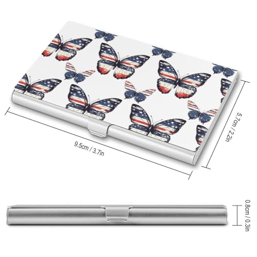 American Flag Butterfly Business Card Holder Pocket Business Card Case Metal Case Name Card Holder Men Women2