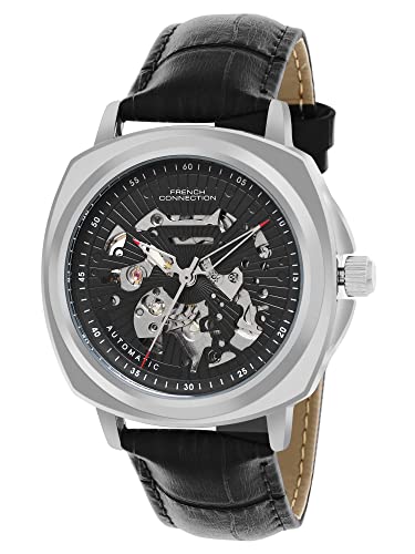 Image of French Connection The Max Automatic Men's Watch Black Leather Strap-FCA03-1