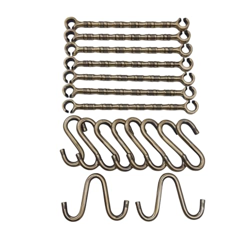 Image of Complete JULA Set HI-Quality Heavy Guage Swing Hanging Set 28pcs Rod 8pcs S-Hook 2pcs W-Hook 16mm Thickness Antique Brass Finish Life TIME WARRENTY with 800kg Weight Capacity.