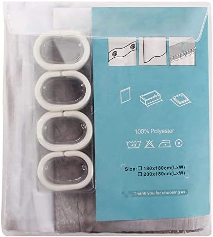 Cozyswan Shower Curtain Anti Mould Shower Curtain 120 x 180 Grey Pebble Waterproof Shower Curtain with 12 Shower Curtain Hooks