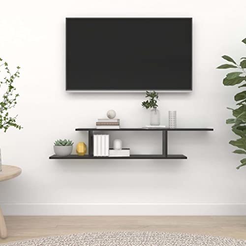 Ziaphsol Estantería de pared para TV, color negro, 125 x 18 x 23 cm, flotante de madera, para salón, dormitorio, medios de comunicación y decoración, soporta hasta 40 kg