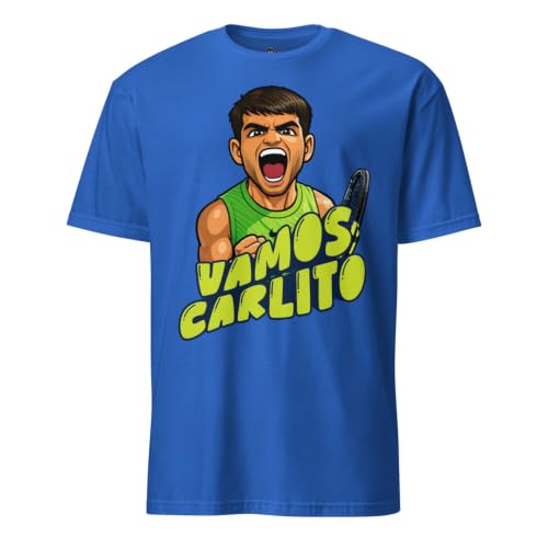 T-shirt tennis et padel Vamos Carlito Espagne blanc et bleu marine taille L