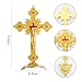 KOMI 5 Inch Gold Plated Catholic Crucifix with Detachable Base, Metal Cross Standing for Home Office Church, Religious Decor