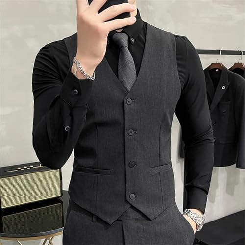 Men's Solid Color Elastic Casual Business Vest – Groom Wedding Party Waistcoat4