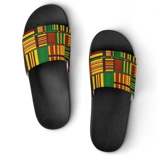 African Kente Cloth Pattern House Sandals Slip On Bathroom Slippers Beach Summer Shoes for Men Women