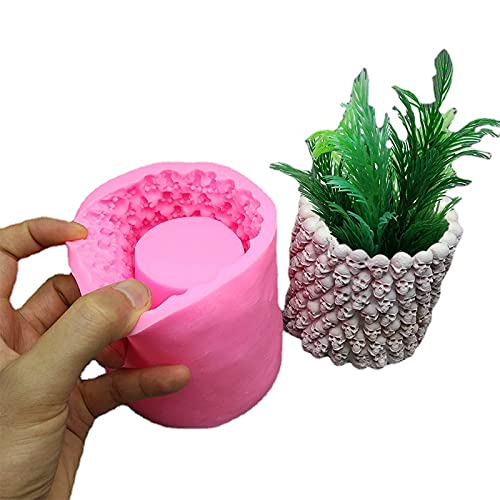 Skull Silicone Flower Pot Mold For Succulent Plants Concrete Clay Cement Vase Mold Pen Candle Holder Mould Fondant Cake Chocolate Mold(Random Mold Color) #TOP7