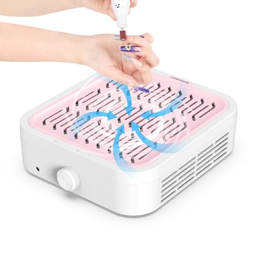 LIONVISON Coletor de pó de unhas para acrílico: Coletor de pó profissional de 120 W com filtro HEPA reutilizável para uso em salão de beleza doméstico - Manicure DIY a vácuo portátil de 3 velocidades