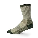 Merino Wool Crew Hiking Sock - Moisture Wicking - Olive Green - Small
