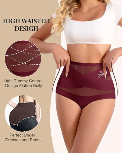 Image of Women's High Waisted Underwear Full Coverage Compression Briefs 4 /5 Packs Panties Postpartum Comfortable