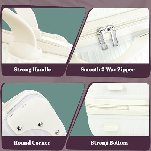 Image of Storite Hard Shell Vanity Bag Cosmetic Case for Women, Makeup Organizer - White