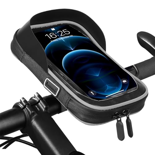 Yuirshion Soporte Movil Bicicleta, Soporte Movil Moto Impermeable para Ciclista Ciclismo con Visera y Ventana Táctil, para Smartphone de 4,7 a 7 Pulgadas