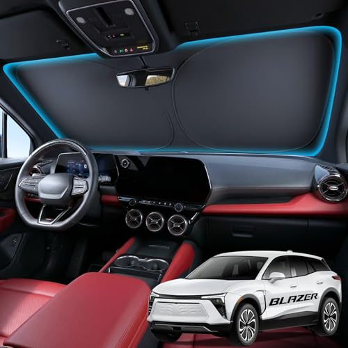 Image of for Chevrolet Blazer Windshield Sunshade [OEM Design, 100% Sun Blockage] Foldable Heat Insulation Sun Shade with Storage Bag, for Chevrolet Blazer (2019-2026), Silver Coating
