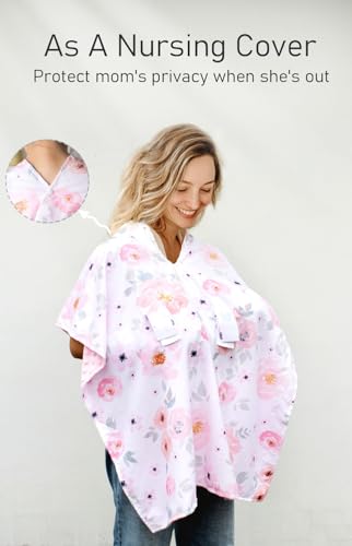 Image of Car Seat Cover Baby Winter, Minky Infant Car Seat Cover, Cozy & Warm Carseat Canopy for Boys and Girls, Multi-use Baby Carrier, Stroller, Nursing Cover, Minky Blanket