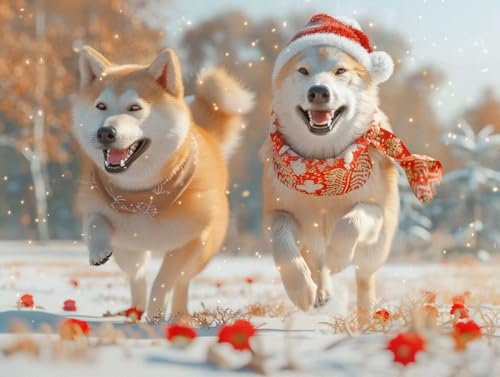 Peinture Diamant Chien de Noël 5D : Une activité créative en famille pour décorer le salon