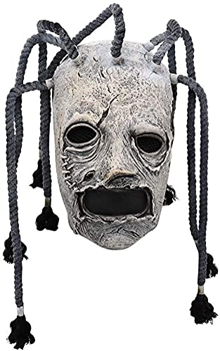 ZHANMAUU Mask Halloween Mask With Long Hair Braid Scary Knot Rope Mask Full Face Latex Mask Halloween Cosplay CostumeProps