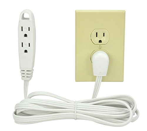 BindMaster 15 Feet Extension Cord / Wire, 3 Prong Grounded, 3 outlets, Flat Plug , White (1 Pack) - Thumbnail 3