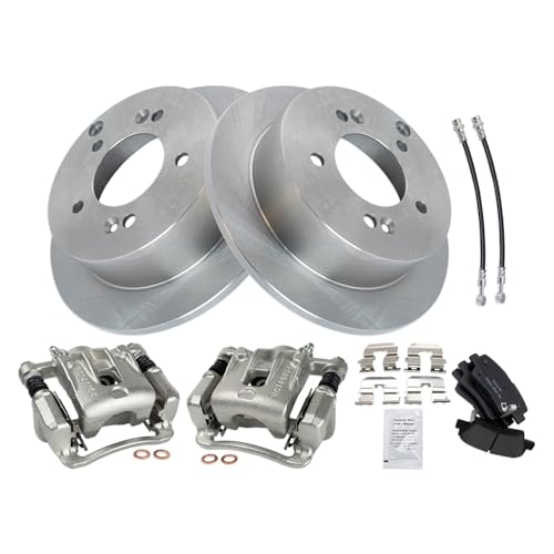 Image of TRQ Rear Brake Pad and Rotor Set Ceramic Rotors Calipers Compatible with 2009-2010 Hyundai Sonata