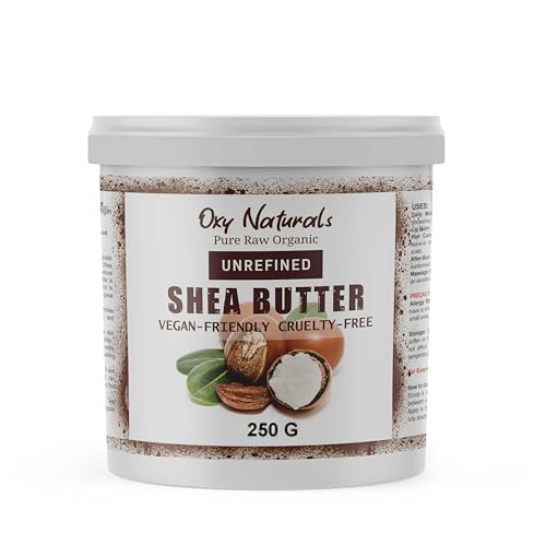 Organic Unrefined Shea Butter – Raw, Natural, A Grade African Ivory Body Butter Moisturiser for Skin, Face & Hair (250g, Pack of 1)