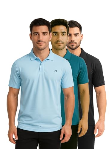 Image of Force NXT Men's Premium Microfiber Fabric Solid T-Shirt | Polo Neck Half-Sleeves T-Shirt for Men | Label Free with Anti-Static for Daily Uses