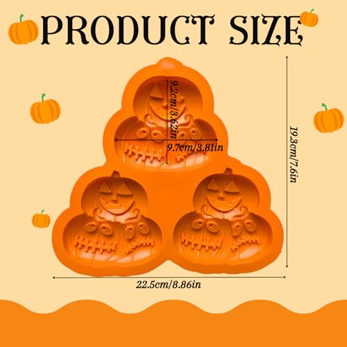 PTaizjjz Halloween Silicone Mould,1PCS 3-Cavity Pumpkin Silicone Mold Halloween Chocolate Mold Candy Mould for Gummy Candy - Image 2