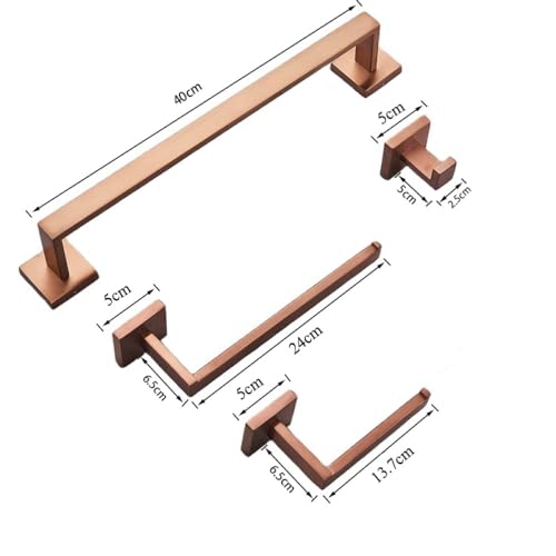 Juego de accesorios de baño de oro rosa cepillado, ganchos de acero inoxidable, toallero, soporte para papel higiénico, artículos esenciales de baño de lujo, decoración moderna para el hogar