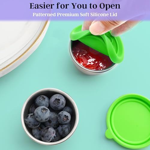 Image of Qukaka 1.6 oz Stainless Steel Salad Dressing Containers with Lids, 6 Pack