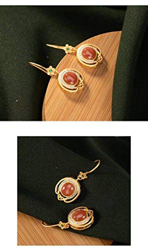 Boucles d'oreilles agate rouge du sud style chinois fleur de prunier - 3