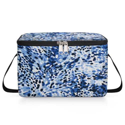 GzLeyigou Fashionable Blue Lunch Bags for Women Men 9 Cans, Hot & Cold Food Delivery Bag Insulated Grocery Bag Insulated Lunch Box Blue Camo Cooler Bag for Office Work Picnic Beach