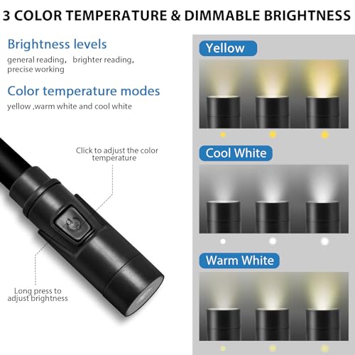 Image of LUXJET Rechargeable Neck Light for Knitting & Crochet - Book Lights for Reading in Bed - 3 Color Modes, Dimmable, Eye-Care LED, Hands-Free Neck Light for Repairs