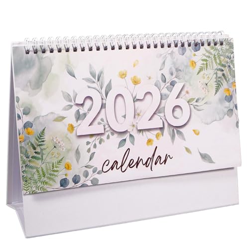 JEKUGOT Desk Calendar 2026 Flip Page Standing Desk Calendar Personalised Calendars 2026 for Funny Desks Decor Home Weekly and Monthly Planner School Office