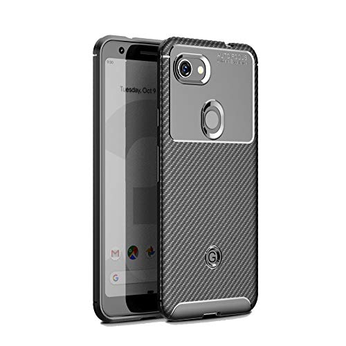Google Pixel 3a Case, Cruzerlite Carbon Fiber Texture Design & Leather Texture Design Back Cover Anti-Scratch Shock Absorption Case for Google Pixel 3a (Carbon Black)
