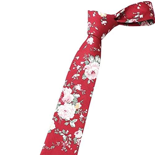 Image of Mantieqingway Floral Ties for Men Skinny Cotton Tie Flower Necktie