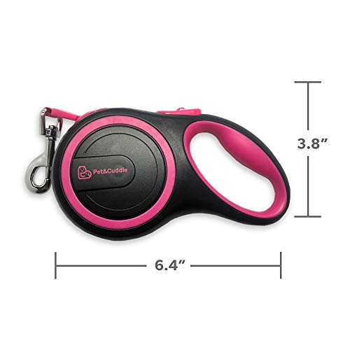 Pet&Cuddle Retractable Dog Leash, 16 Ft Dog Leash For S To L Dogs Up To 110 Lbs, Easy Lock/Release Button And Ergonomic Handle, Heavy Duty Tangle-Free Nylon Ribbon Leash - (Small/Medium, Black+Pink) #TOP3