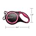 PET&CUDDLE Retractable Dog Leash, 16 ft for S to L Dogs Up to 110 lbs, Easy Lock/Release Button and Ergonomic Handle, Heavy Duty Tangle-Free Nylon Ribbon Leash - (Small/Medium, Black+Pink)
