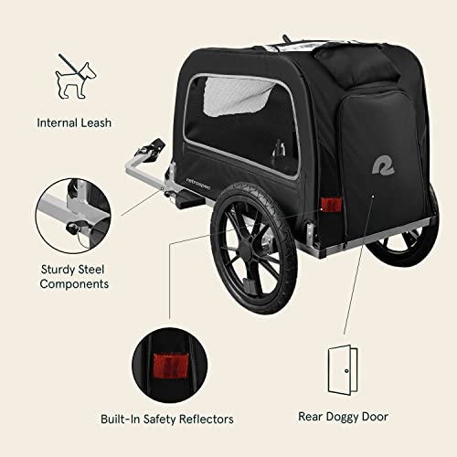 Retrospec Rover Hauler Pet Bike Trailer - Small & Medium Sized Dogs Bicycle Carrier - Foldable Frame with 16 Inch Wheels - Non-Slip Floor & Internal Leash - Black, One Size 4333 by Retrospec - Image 4