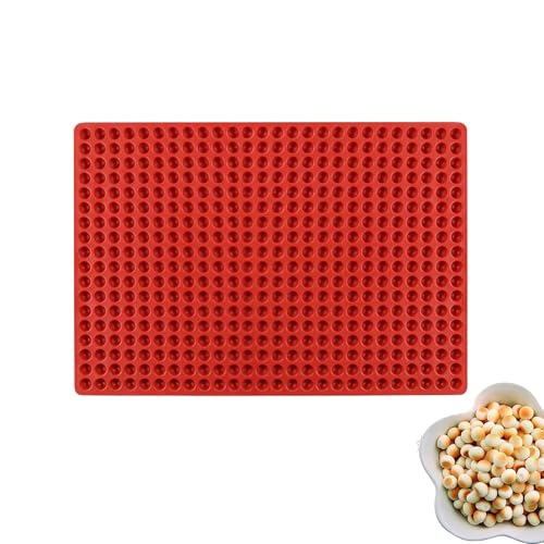CTForest 468 Hoyos Estera de Silicona para Hornear, Molde para Hornear Galletas de Perro, Alfombrilla para Hornear de Silicona Mini Dome, Sadecuado para Hornear Bocadillos para Perros y Gatos (Rojo)