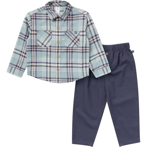Modern Moments by Gerber Boys' Baby and Toddler Henley Shirt with Corduroy Pant Set, Blue and Gray, 18 Months by Modern Moments by Gerber - Used condition - US$10.52