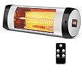 Tangkula 1500W Wall-Mounted Patio Heater, Outdoor Infrared Heater w/Remote Control, 3 Modes, 24H Timer, LED Display, 3 Seconds Instant Warm, IP65 Waterproof (Black)