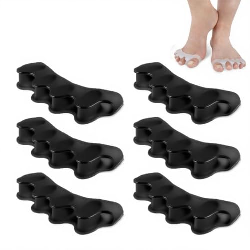 zoerbufan Separadores de Dedos de Los Pies[3 Pares],Separador Dedos Pie Silicona,Separador Dedos Pie Juanete Toe Spacer, Ajuste Ballet Yoga Atletas Hombre y Mujer para Todos los Pies(Negro)
