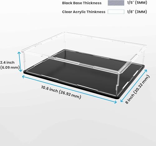Image of Design Clear Acrylic Box for Book Transparent Rectangular Storage Box Self Assemble Collectible Box Alternative Glass Case for Display (10.6 inch L x 8 inch W x 2.4 inch H)