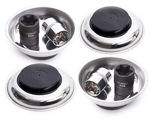 Ehomea2Z Magnetic Tray Tool Holder (4Pack) 3" Inch, Ideal For Garage, Home, Bolts, Nuts, Small Parts, Pin Cushion Magnetic Cup, Bowl (3"Inch Magnetic Trays Set Of 4) #TOP30