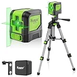Huepar 100Ft Cross Line Laser Level with 19.7“ Lightweight Tripod, DIY Self-Leveling Green Laser Horizontal & Vertical Line Laser, Green Laser Line for Construction, Tile, Home Renovation