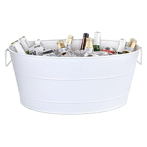 BREKX White Galvanized Beverage Tub for Parties Cover