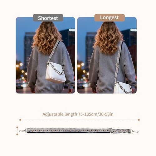 Image of Purse Strap, Adjustable Embroidery Flower 2 Inch Wide Purse Straps Replacement Crossbody for Women